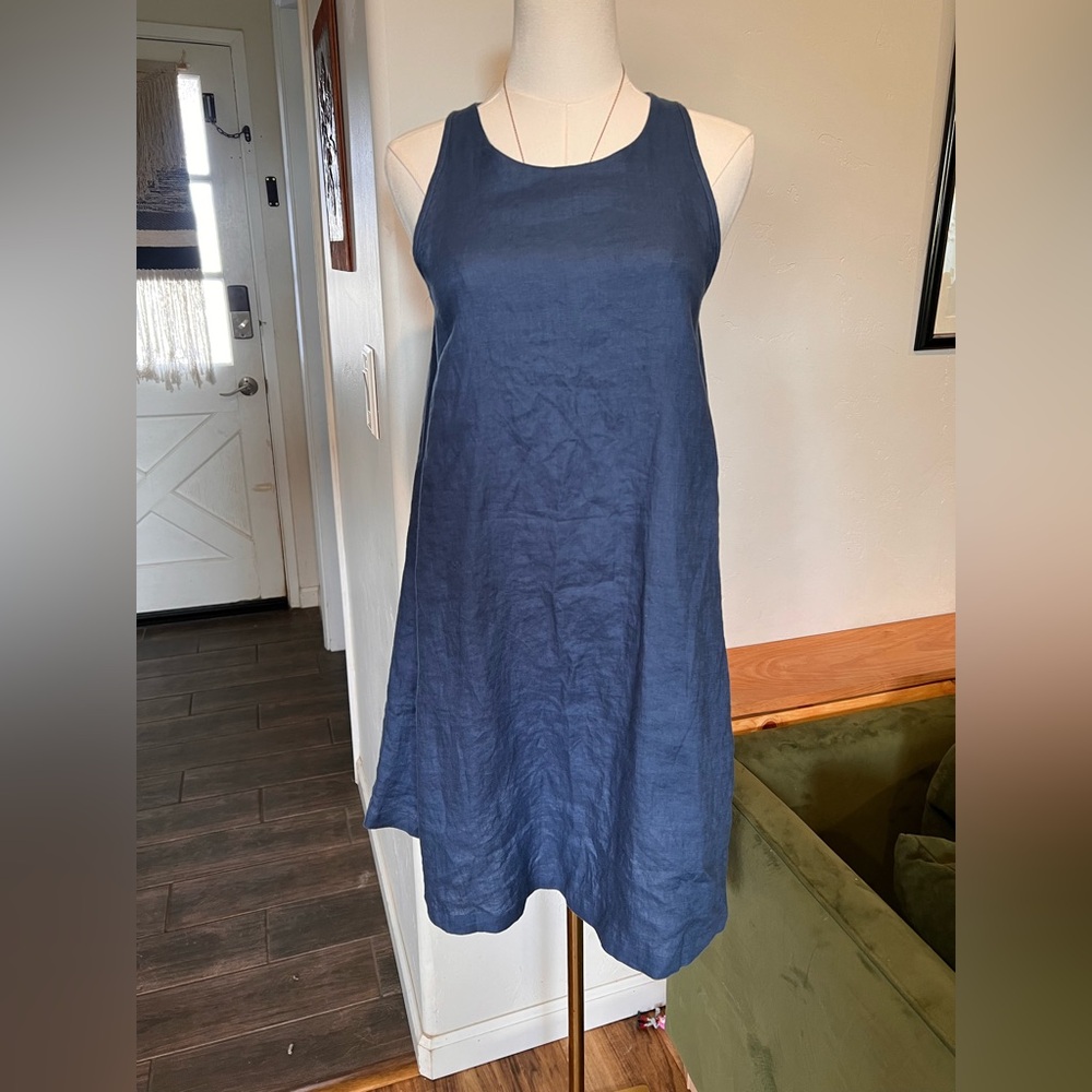 Linen United Colors Of Benetton Blue Mini Dress